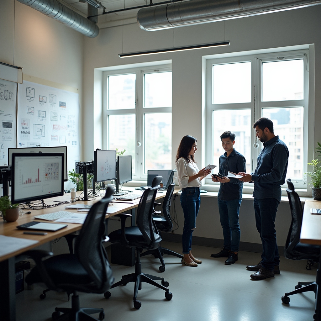 Bestnxwlto creative workspace with designers collaborating on branding projects